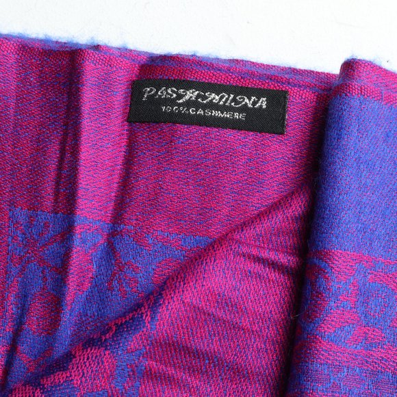 Pashmina 100% Cashmere Wrap β’ Reversable β’ Pink Purple β’ 74x28 - Picture 10 of 13